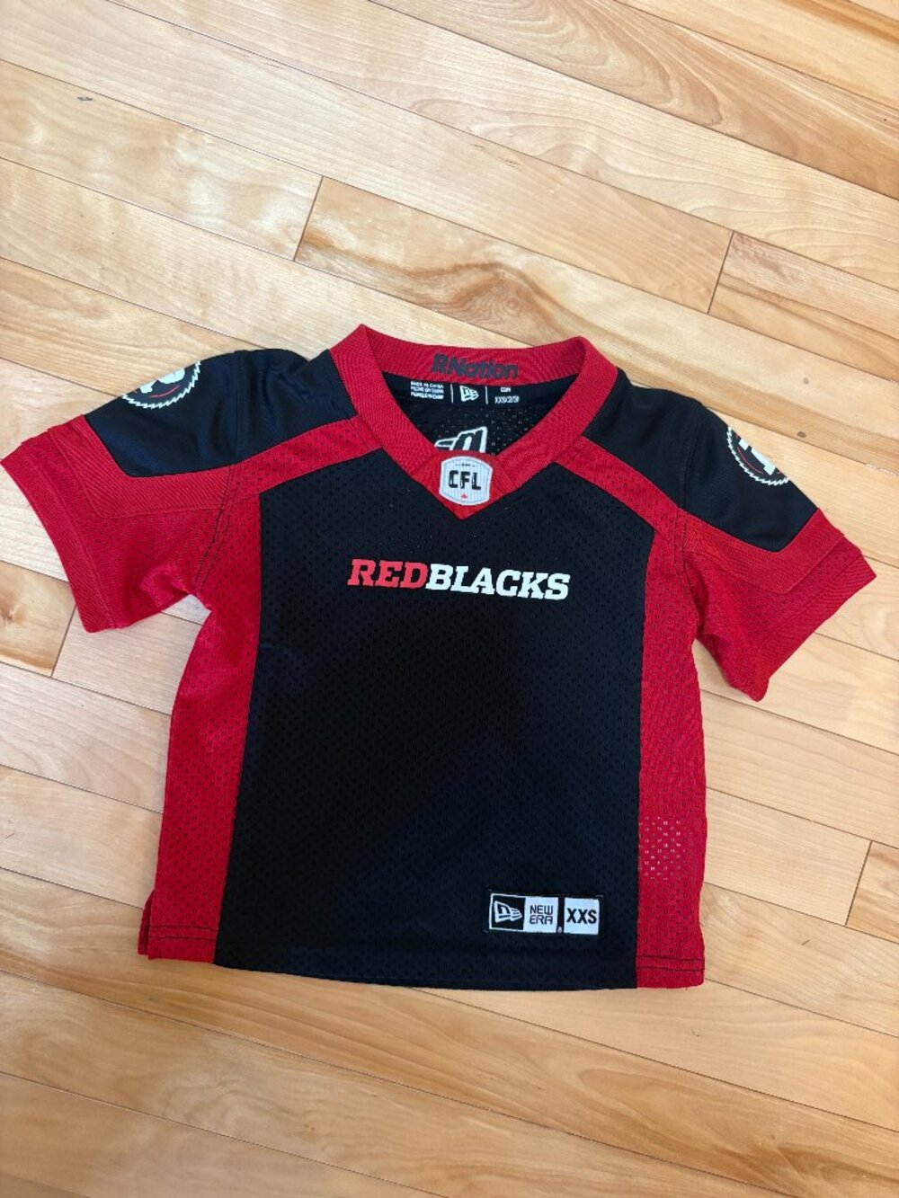 CFL Football Red Blacks Jersey kids XXS RNation Size 2-3 yr Toddler New Era